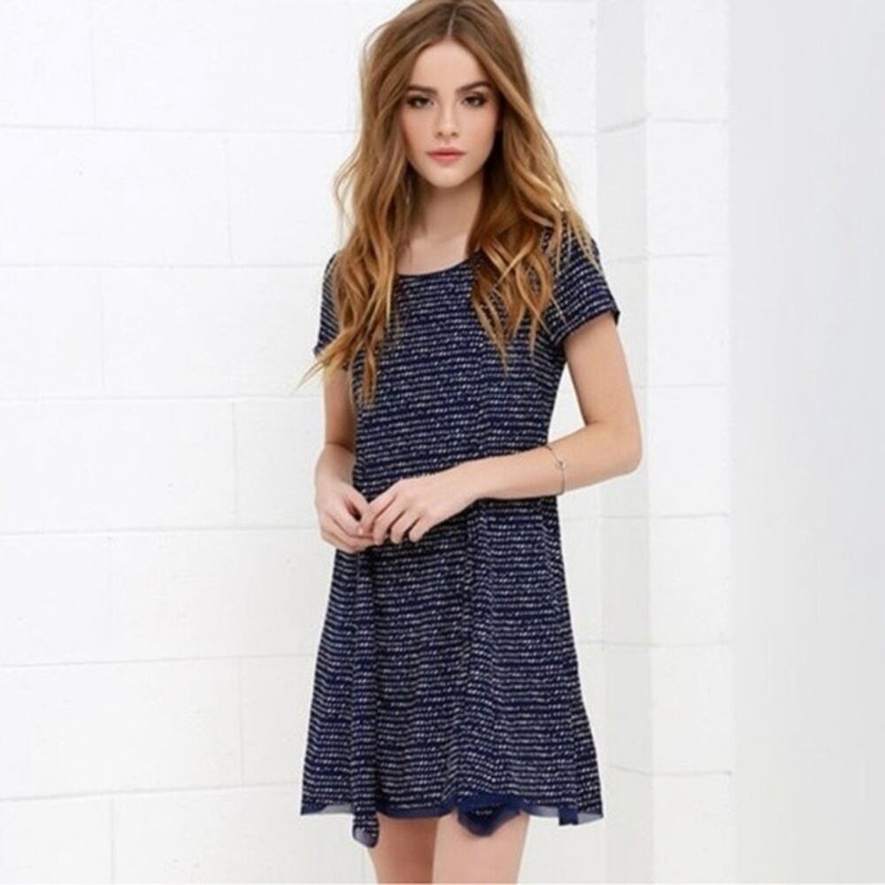 Olive + Oak Mini Dress Short Sleeve Navy Size Small